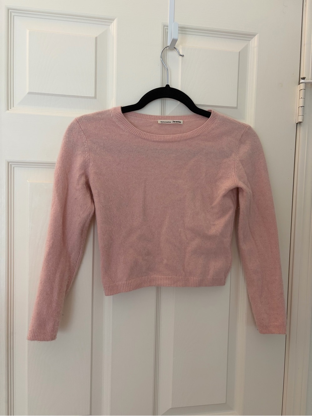 Reformation Pale Pink Cashmere Crop Crewneck Sweater XS